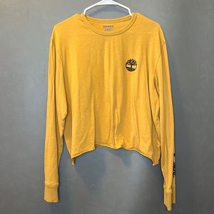 Timberland cropped long sleeve tan shirt